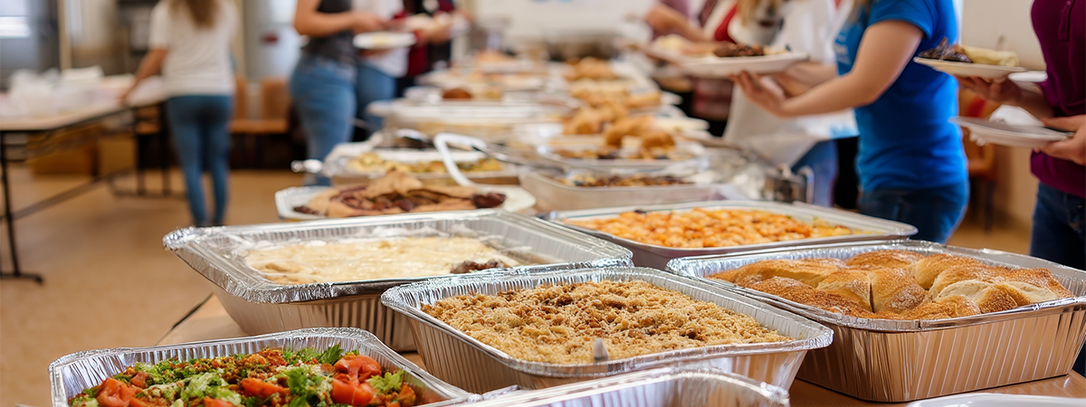 group participating in potluck