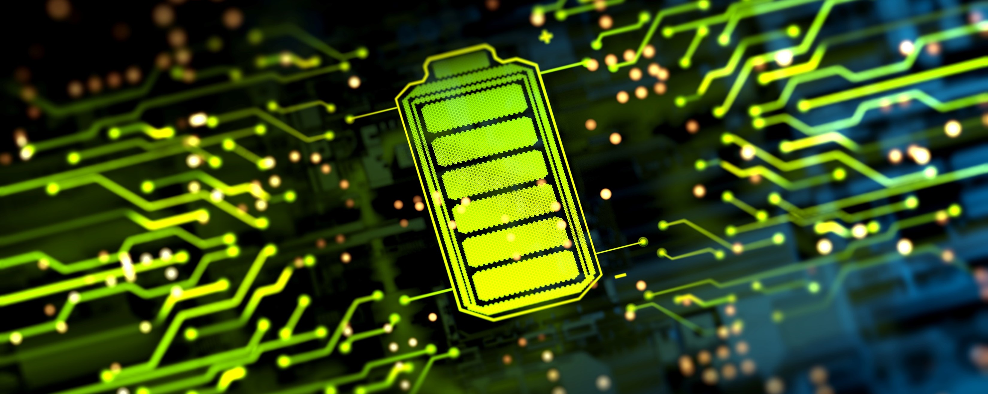 Visualization of a battery with circuitry coming from it