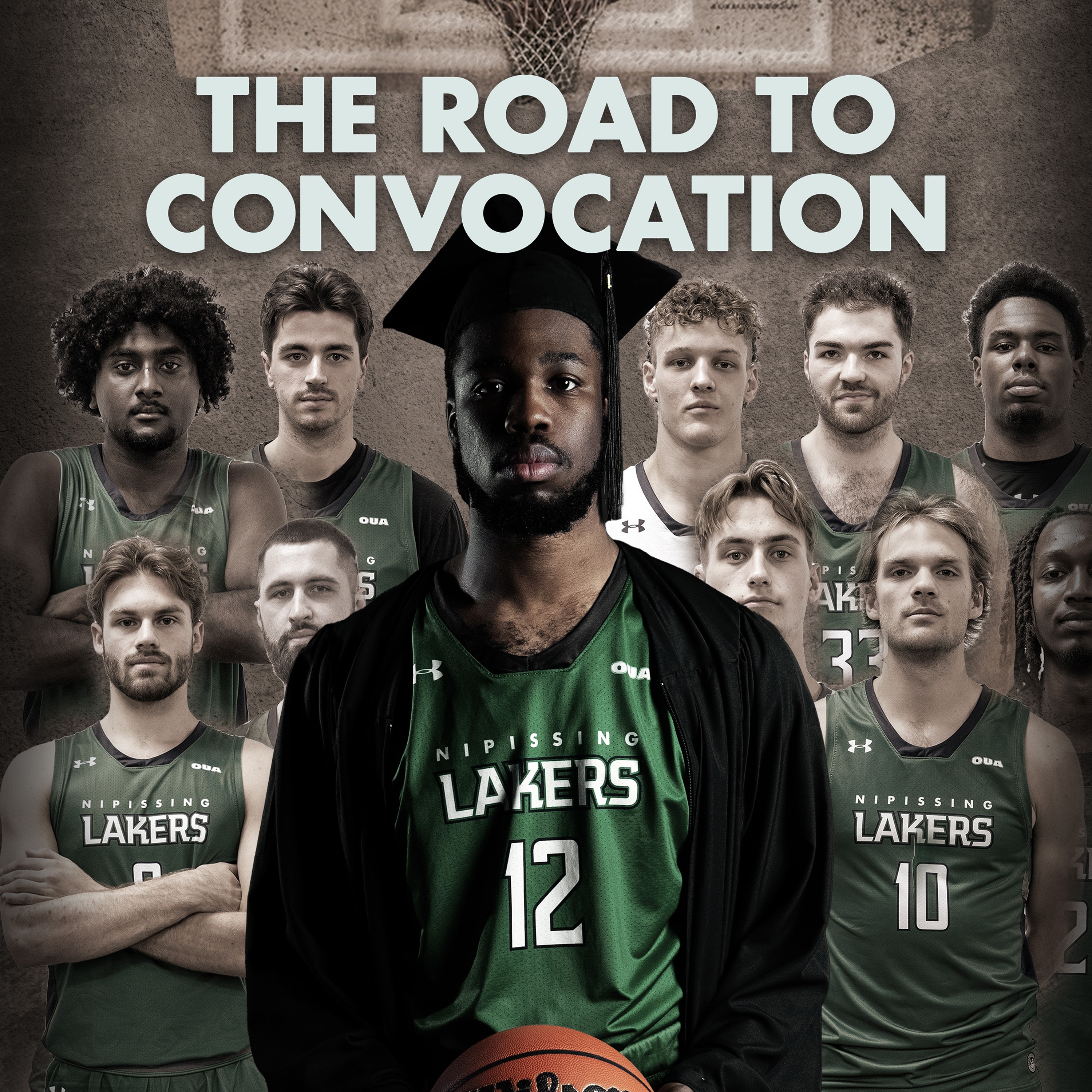 Taijon Eccleston-Graham and Lakers teammates in the jerseys facing the camera.