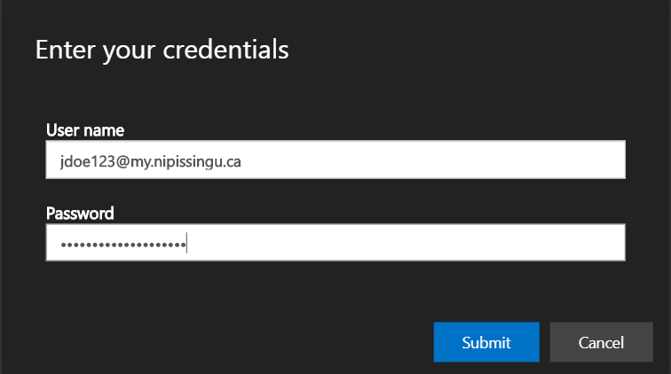 Virtual Labs - Enter credentials
