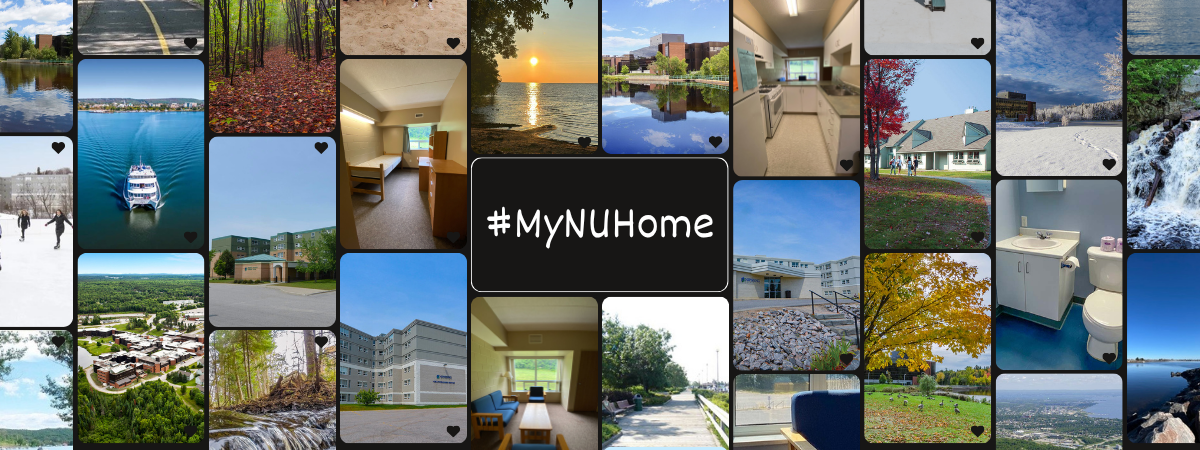 Images of residence, campus and North Bay