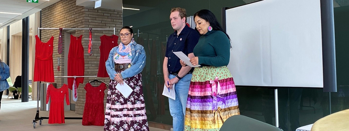 Putting theory into action: INDG 3106 Indigenous Health and Wellness students created an awareness-raising event and donation drive as part of the 16 Days of Activism Against Gender-Based Violence November 28, 2022.