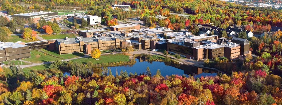 Nipissing campus aerial photo fall