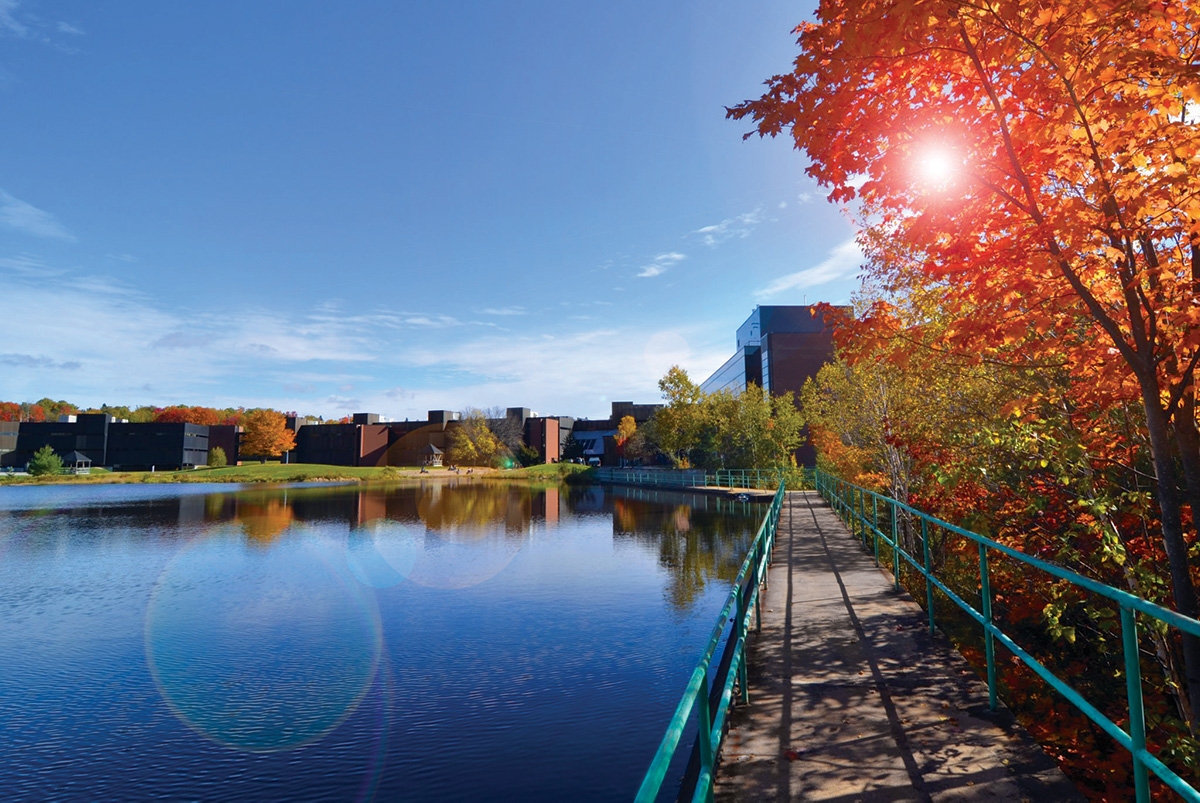 Nipissing University campus pond