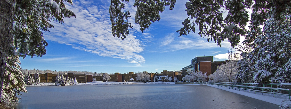 Snowy Nipissing University campus