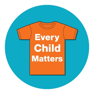 Every Child Matters Logo, orange T shirt