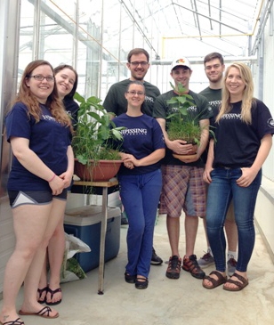 Students in greenhouse