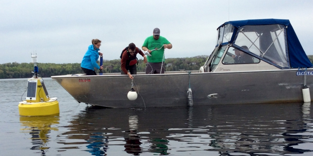 deploying buoys from boat