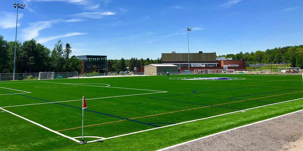 Turf field from ground level