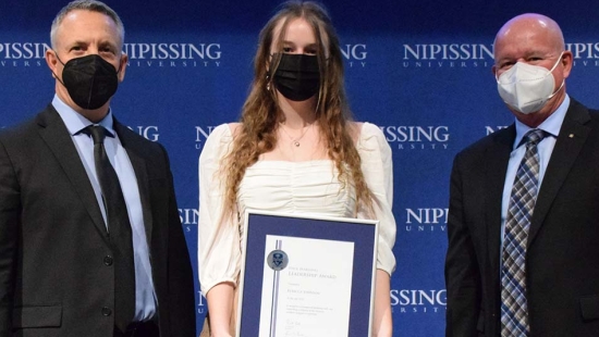 Rebecca Johnson with President and Chancellor