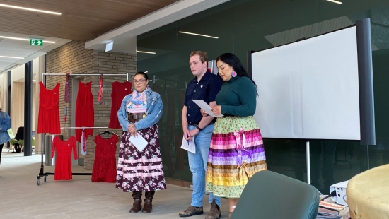 Putting theory into action: INDG 3106 Indigenous Health and Wellness students created an awareness-raising event and donation drive as part of the 16 Days of Activism Against Gender-Based Violence November 28, 2022.