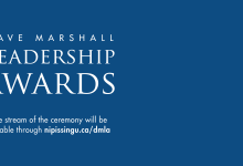 Dave Marshall Logo and event link on a blue background 