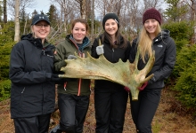 (l to r) Brianna Dumas, Samantha Gauthier, Lauren McLaren and Katie Britton who collected data for McLaren's Honours Thesis.