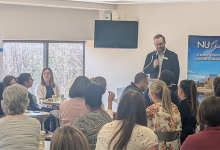 Alumni & Advancement Manager, Steven Smits speaks to the group of faculty and staff