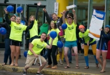 Photo of excited students participating in Shinerama