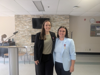 Paige and Macrina at Coronation Medal Ceremony