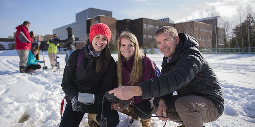 Environmental Science students doing outdoor research right here on campus